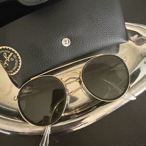 Ray-Ban Double Bridge Round Aviator Classic Gold Frame Sunglasses